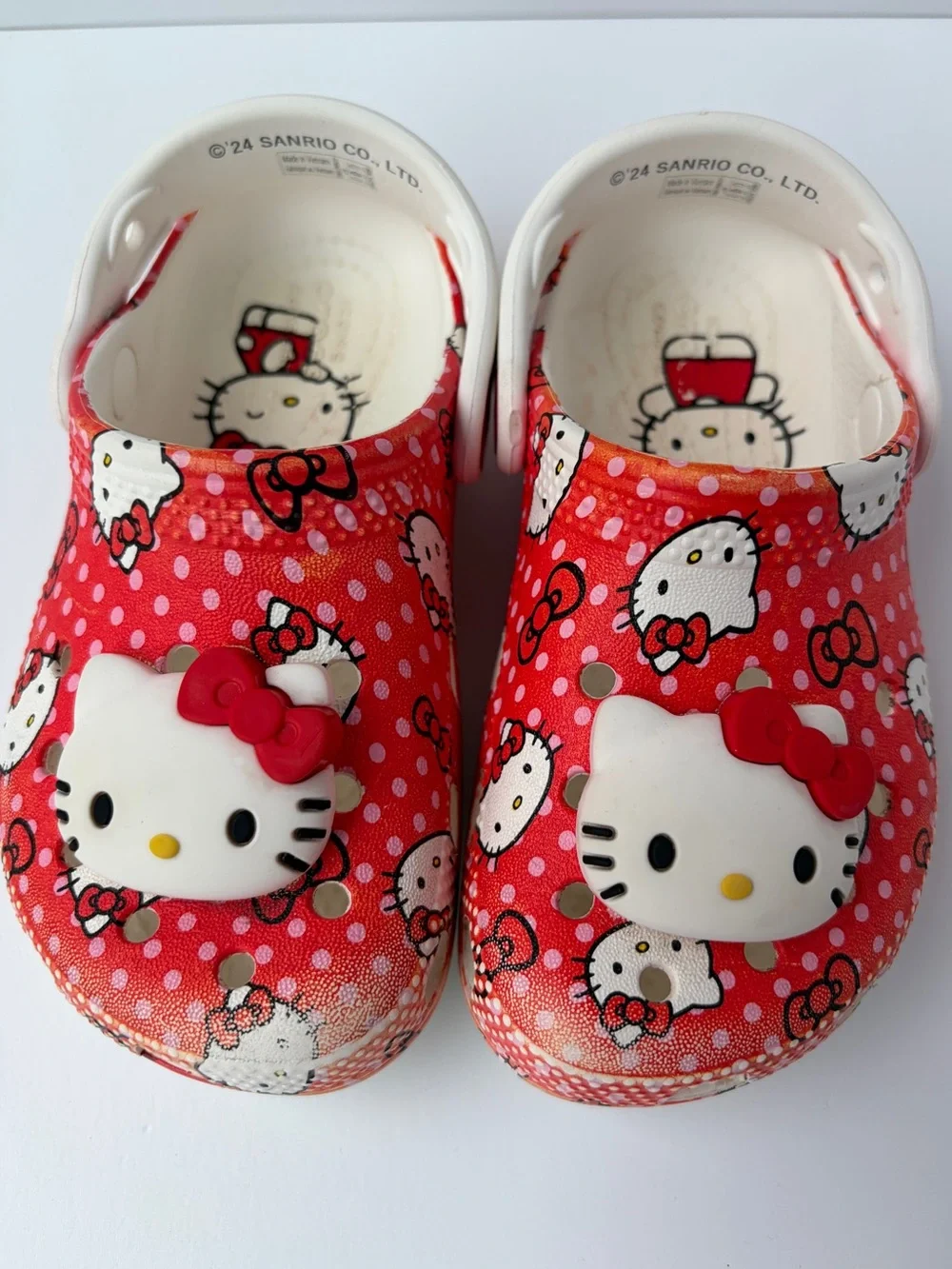 Crocs X Hello Kitty Sandals Slip On‎ Clogs Red & White Toddler C9